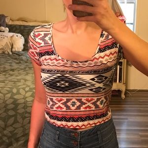Aztec print crop top